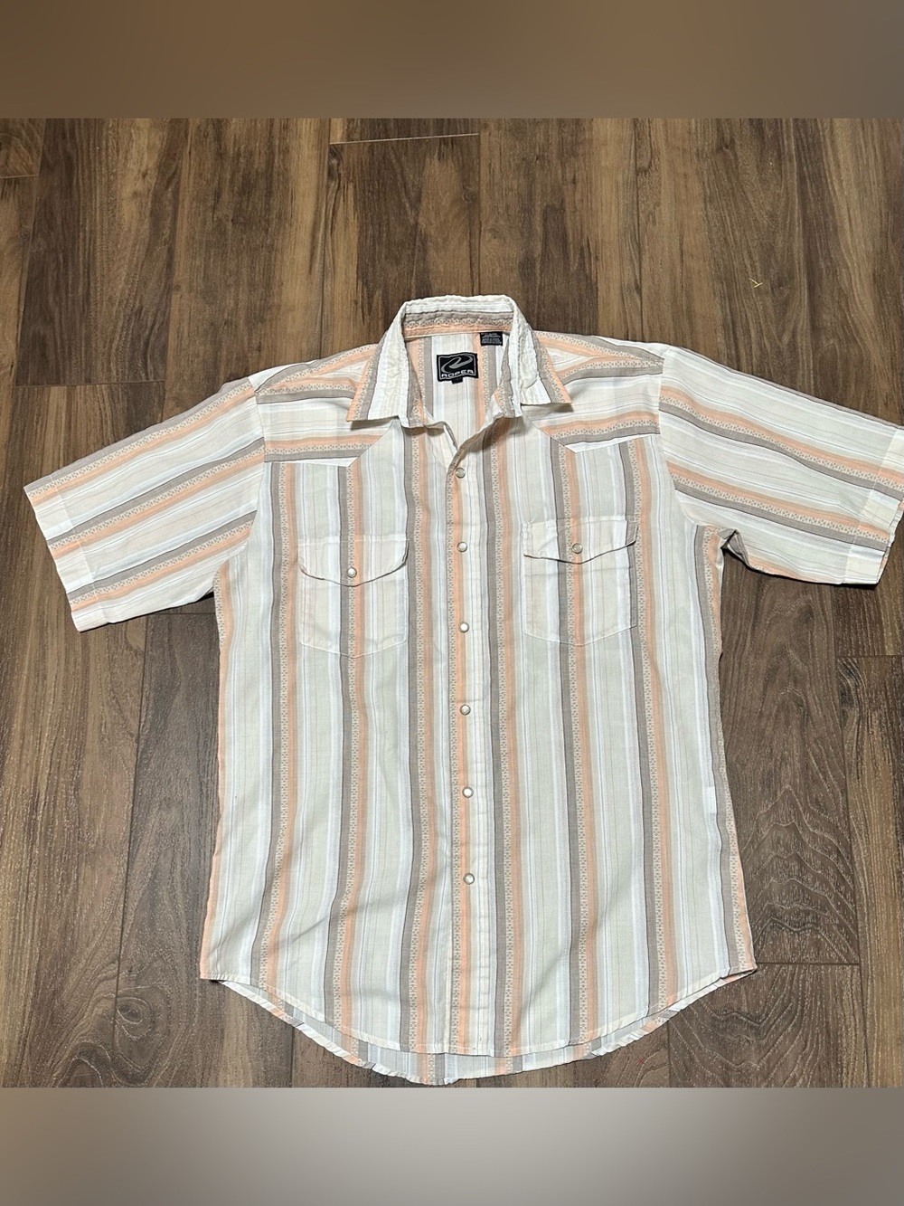 Roper Men’s Medium Short Sleeve Western Shirt Pearl Snap Button Down